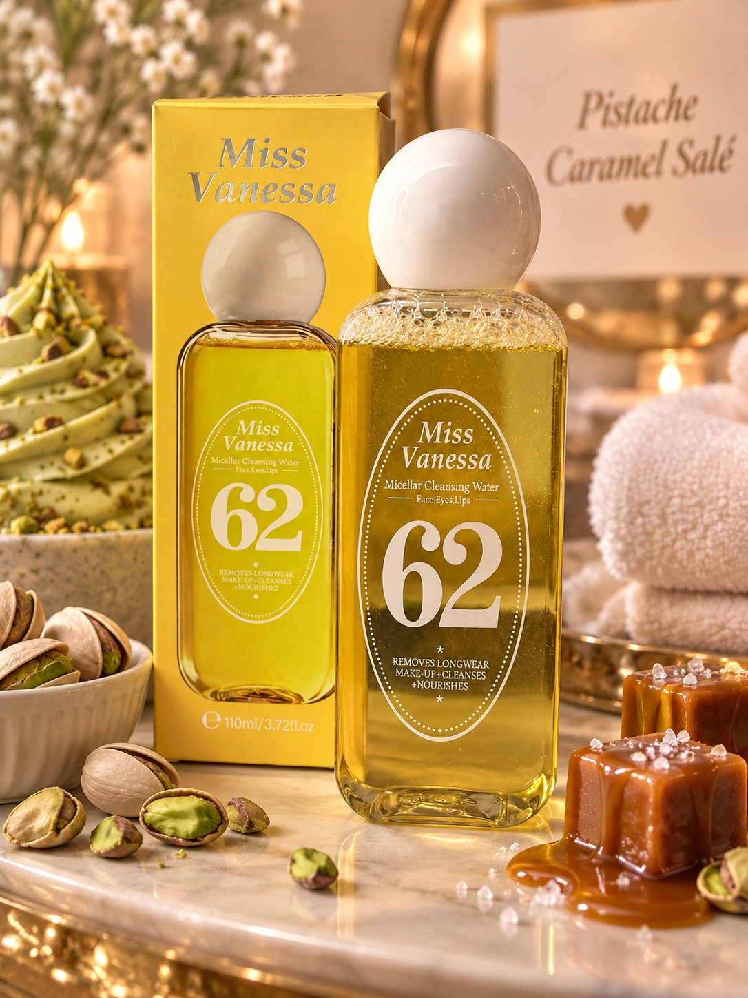 Eau micellaire 62 ( inspiré sol de Janeiro ) caramel pistache