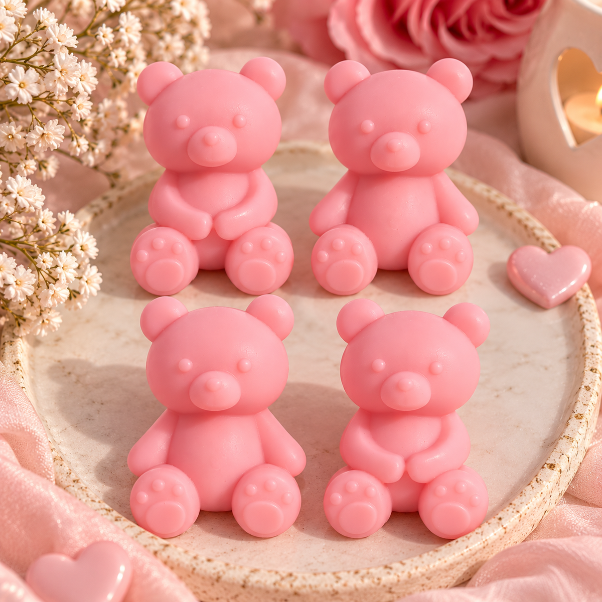 🧸 Lot de mini 4 oursons parfumés – Personnalisable 🌸